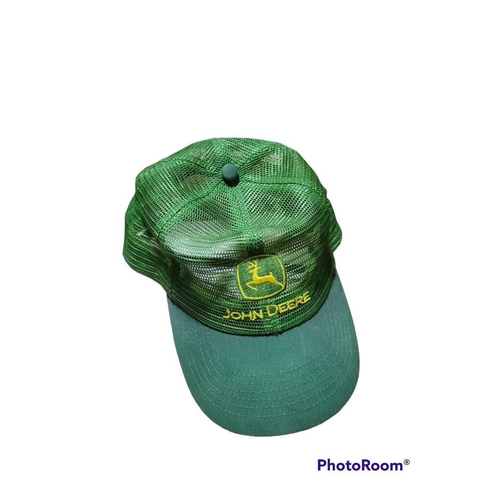 VINTAGE John Deere K Products Mesh Trucker Snapback Patch Hat  USA Farmer